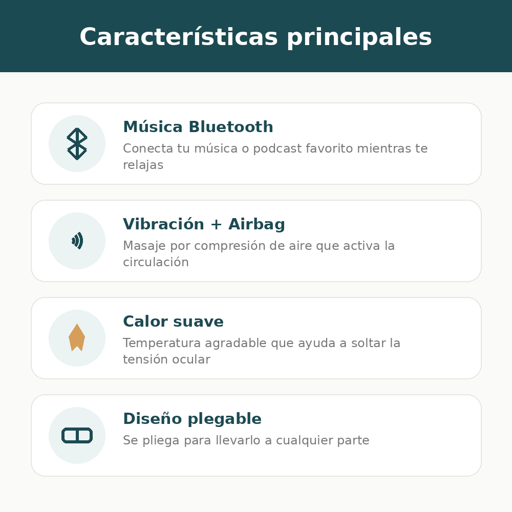 Masajeador Ocular Inteligente con Calor, Vibración y Música Bluetooth