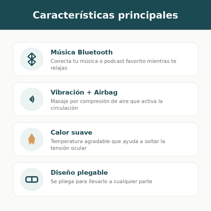 Masajeador Ocular Inteligente con Calor, Vibración y Música Bluetooth
